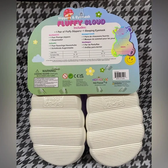 ⭐️New Fluffy Cloud Good Day Slippers & Eye Mask Set M/L - Picture 8 of 12